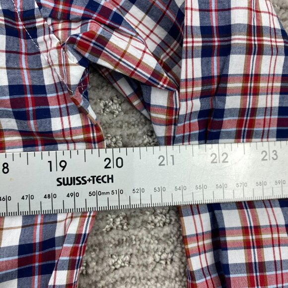 Tommy Hilfiger Shirt Men Size 15 32-33 Slim Fit Blue Red White Plaid Button Down - Picture 7 of 8